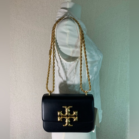 NEW Tory Burch Eleanor Black Leather Small Convertible Shoulder/Crossbody Bag - Picture 2 of 16